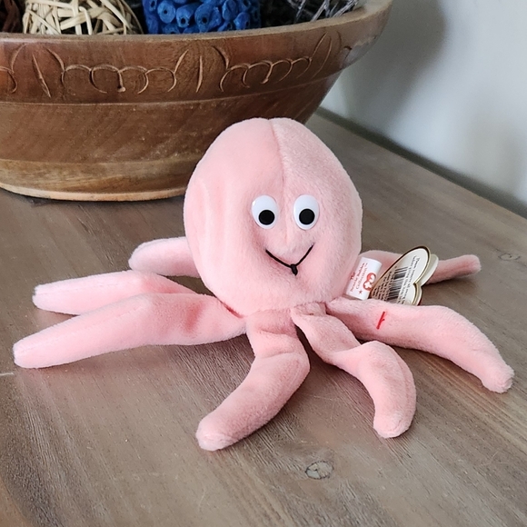 🐙 Ty Beanie Baby “Inky” the Pink Octopus – 1993 Original Collectible Plush - Picture 8 of 16